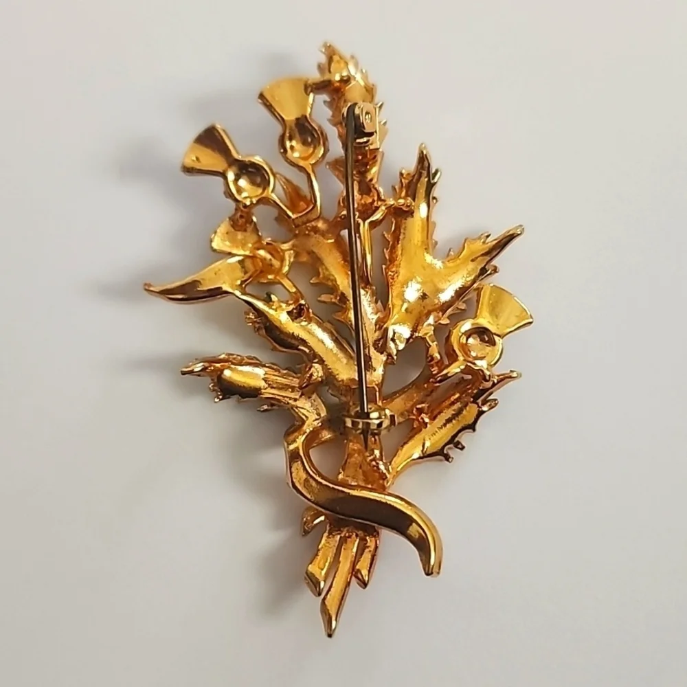 Vintage Unisex Thistle Large Enamel  Brooch Pin